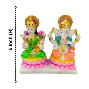 The idol of Lord Laxmi-Ganesh serves as an extraordinary symbol of prosperity (Marble) - 5 inch - Image 2