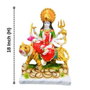 The idol of Maa Durga serves as an extraordinary symbol of prosperity. (Marble) - 18 inch - Image 3