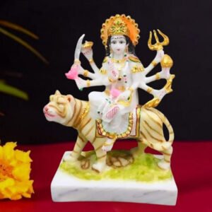 The idol of Maa Durga serves as an extraordinary symbol of prosperity. (Marble) - 8 inch - Image 1