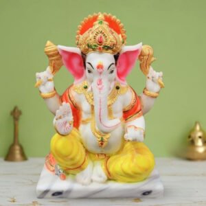 Lord Ganesha Idol Murti for Home & Office (Marble) - 8 Inch - Image 1