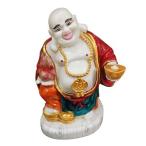 Colorful Laughing Buddha Statue for Prosperity & Luck (Marble) - 12 Inch - Image 3