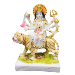 The idol of Maa Durga serves as an extraordinary symbol of prosperity. (Marble) - 8 inch - Image 2