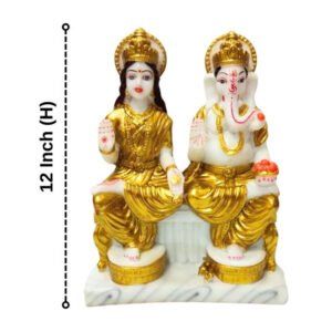 The idol of Lord Laxmi-Ganesh serves as an extraordinary symbol of prosperity (Marble) - 12 inch - Image 3