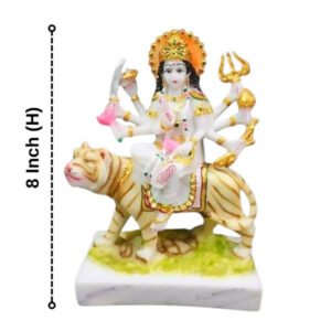 The idol of Maa Durga serves as an extraordinary symbol of prosperity. (Marble) - 8 inch - Image 3