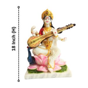 Goddess Maa Saraswati Idol Marble Statue for Home & Office - 18 inch - Image 3