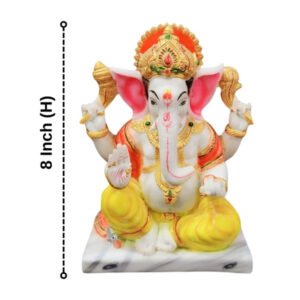 Lord Ganesha Idol Murti for Home & Office (Marble) - 8 Inch - Image 3