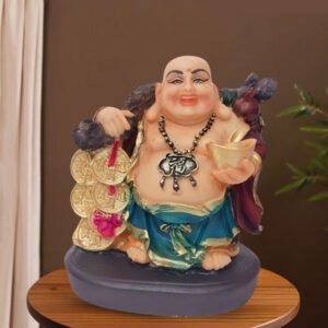 Colorful Laughing Buddha Statue for Prosperity & Luck (Polyresin) - 10 Inch - Image 1