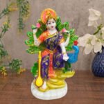 Goddess Maa Saraswati with Peacock Idol Marble Statue for Home & Office - 15 inch