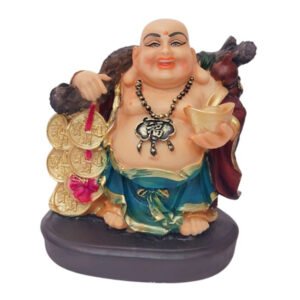 Colorful Laughing Buddha Statue for Prosperity & Luck (Polyresin) - 10 Inch - Image 2
