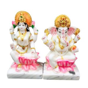 The idol of Lord Laxmi-Ganesh serves as an extraordinary symbol of prosperity (Marble) - 6 inch - Image 2