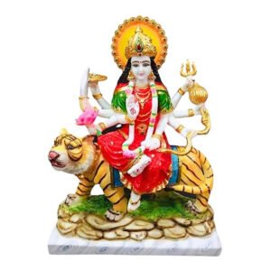 The idol of Maa Durga serves as an extraordinary symbol of prosperity. (Marble) - 20 inch - Image 2
