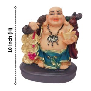 Colorful Laughing Buddha Statue for Prosperity & Luck (Polyresin) - 10 Inch - Image 3