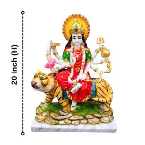 The idol of Maa Durga serves as an extraordinary symbol of prosperity. (Marble) - 20 inch - Image 3