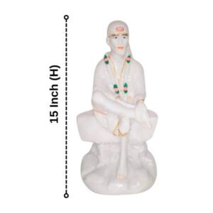 Sai Baba Idol Divine Marble Statue for Home & Office - 15 inch - Image 3