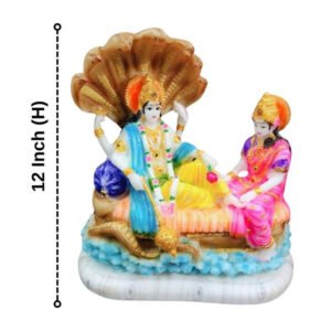 Sheshnag Vishnu Lakshmi Idol Showpiece for home & office (Marble) - 12 inch - Image 3