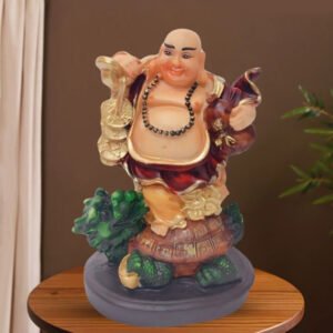 Colorful Laughing Buddha Statue for Prosperity & Luck (Resin) - 10 Inch - Image 1