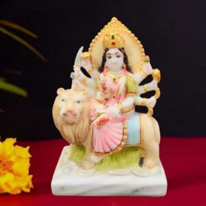 The idol of Maa Durga serves as an extraordinary symbol of prosperity. (Marble) - 6 inch - Image 1