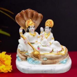 Sheshnag Vishnu Lakshmi Idol Showpiece for home & office (Marble) - 8 inch - Image 1
