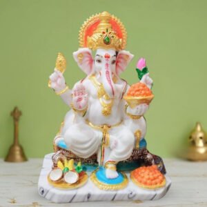 Lord Ganesha Idol Murti for Home & Office (Marble) - 15 Inch - Image 1