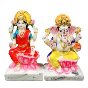 The idol of Lord Laxmi-Ganesh serves as an extraordinary symbol of prosperity (Marble) - 6 inch - Image 2