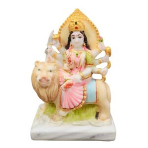 The idol of Maa Durga serves as an extraordinary symbol of prosperity. (Marble) - 6 inch - Image 2