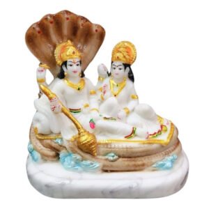 Sheshnag Vishnu Lakshmi Idol Showpiece for home & office (Marble) - 8 inch - Image 2