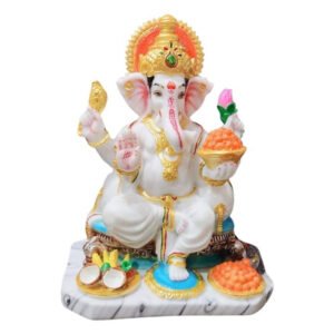 Lord Ganesha Idol Murti for Home & Office (Marble) - 15 Inch - Image 2
