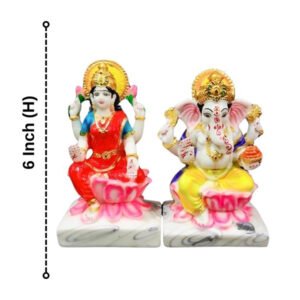 The idol of Lord Laxmi-Ganesh serves as an extraordinary symbol of prosperity (Marble) - 6 inch - Image 3