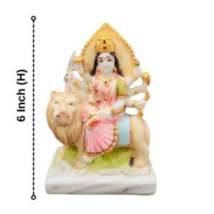 The idol of Maa Durga serves as an extraordinary symbol of prosperity. (Marble) - 6 inch - Image 3
