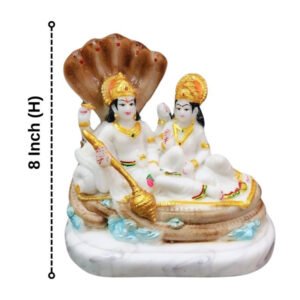 Sheshnag Vishnu Lakshmi Idol Showpiece for home & office (Marble) - 8 inch - Image 3