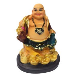 Colorful Laughing Buddha Statue for Prosperity & Luck (Polyresin) - 10 Inch - Image 2