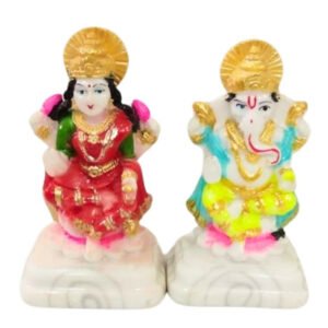 The idol of Lord Laxmi-Ganesh serves as an extraordinary symbol of prosperity (Marble) - 3 inch - Image 2