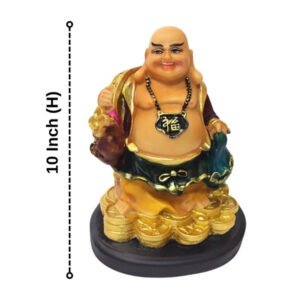 Colorful Laughing Buddha Statue for Prosperity & Luck (Polyresin) - 10 Inch - Image 3