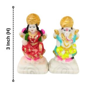 The idol of Lord Laxmi-Ganesh serves as an extraordinary symbol of prosperity (Marble) - 3 inch - Image 3