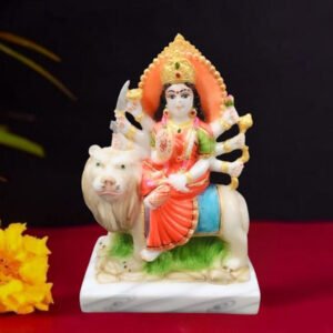 The idol of Maa Durga serves as an extraordinary symbol of prosperity (Marble) - 6 inch - Image 1