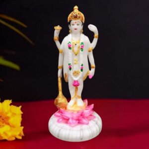 Lotus Lord Vishnu Idol Showpiece for home & office (Marble) - 8 inch - Image 1