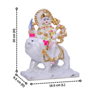 The Goddess Ma Durga idol Showpiece for home and office (Marble) - 9 inch - Image 3