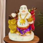 Colorful Laughing Buddha Statue for Prosperity & Luck (Marble) - 10 Inch