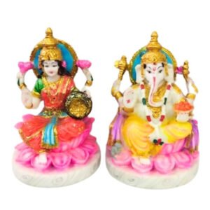 The idol of Lord Laxmi-Ganesh serves as an extraordinary symbol of prosperity (Marble) - 8 inch - Image 2