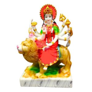 The idol of Maa Durga serves as an extraordinary symbol of prosperity. (Marble) - 11 inch - Image 2
