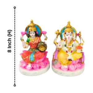 The idol of Lord Laxmi-Ganesh serves as an extraordinary symbol of prosperity (Marble) - 8 inch - Image 3