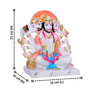 The Lord Panchmukhi Hanuman idol showpiece for home & office (Marble) - 9 inch - Image 3
