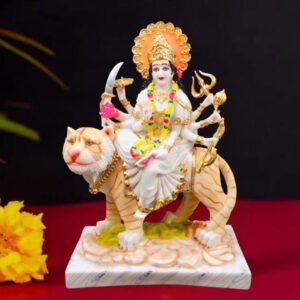 The idol of Maa Durga serves as an extraordinary symbol of prosperity. (Marble) - 24 inch - Image 1