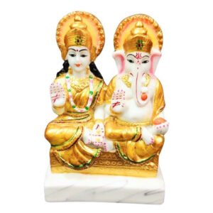 The idol of Lord Laxmi-Ganesh serves as an extraordinary symbol of prosperity (Marble) - 6 inch - Image 2