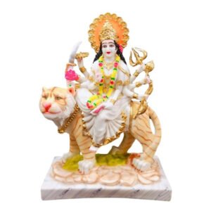 The idol of Maa Durga serves as an extraordinary symbol of prosperity. (Marble) - 24 inch - Image 2
