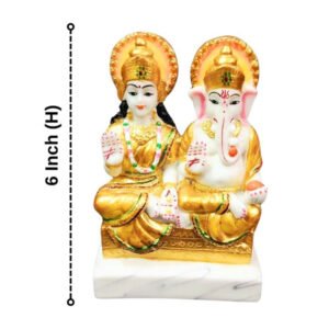 The idol of Lord Laxmi-Ganesh serves as an extraordinary symbol of prosperity (Marble) - 6 inch - Image 3