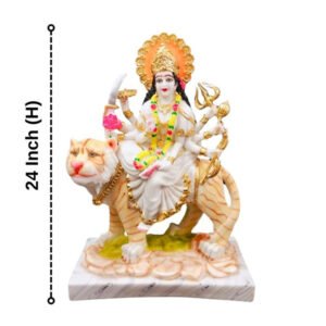 The idol of Maa Durga serves as an extraordinary symbol of prosperity. (Marble) - 24 inch - Image 3