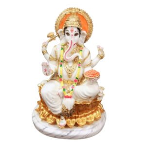 Lord Ganesha Idol Murti for Home & Office (Marble) - 15 Inch - Image 2