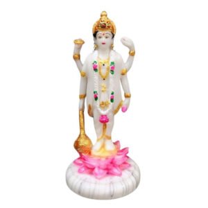 Lotus Lord Vishnu Idol Showpiece for home & office (Marble) - 8 inch - Image 2