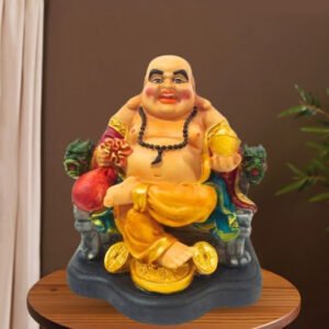 Colorful Laughing Buddha Statue for Prosperity & Luck (Polyresin) - 15 Inch